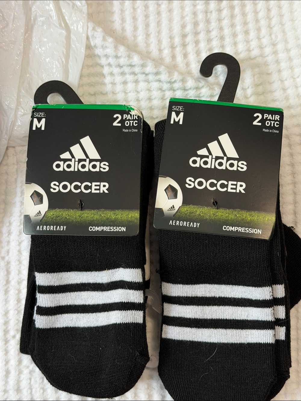 adidas Black and White Soccer Compression OTC Socks - 2 Pair for price of one